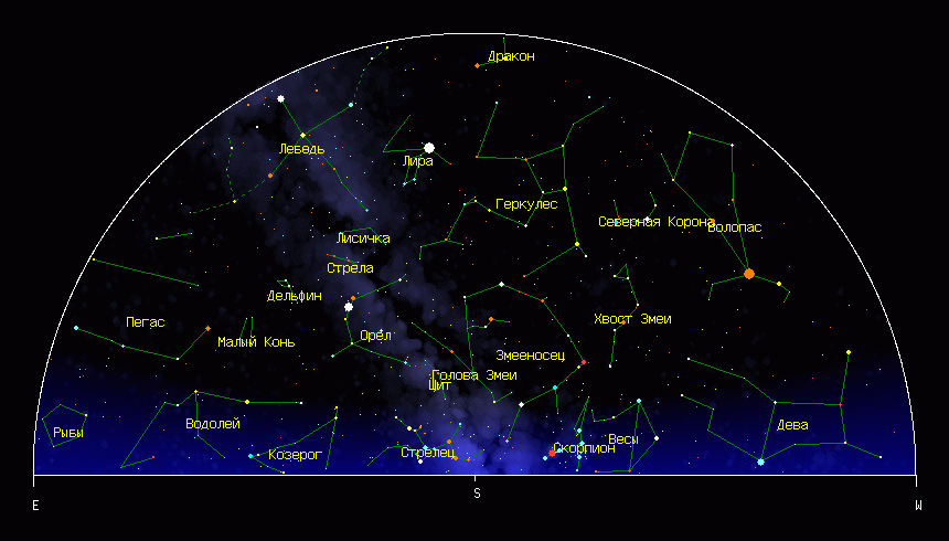 Созвездия и звезды сентябрьского неба — список, фото и карты с названиями созвездий